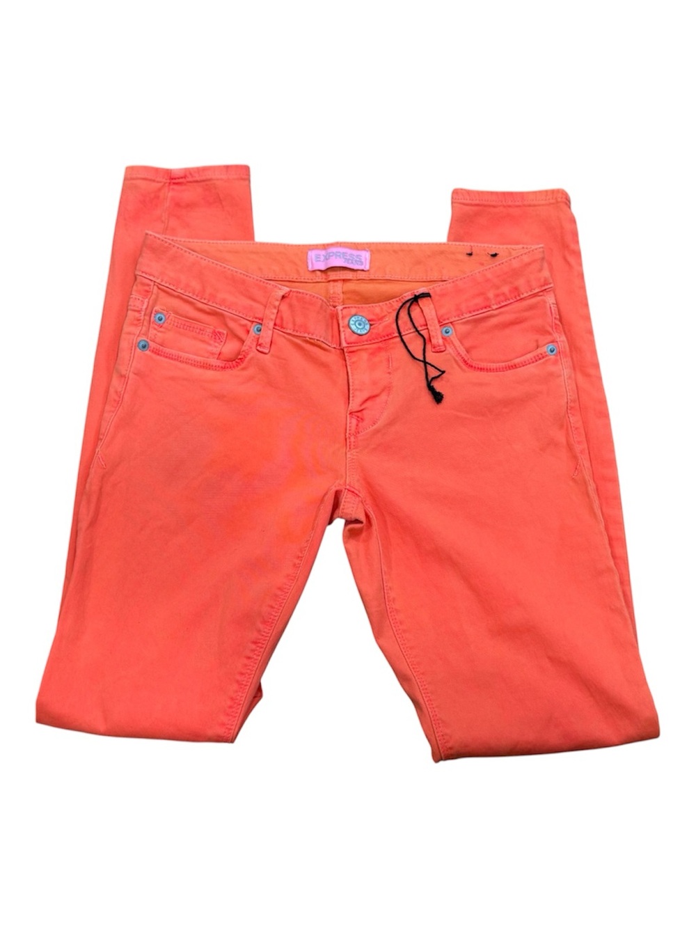 Express Jeans Low Rise Skinny Neon Orange Bright Pop Women’s Size 2 Y2K NWOT